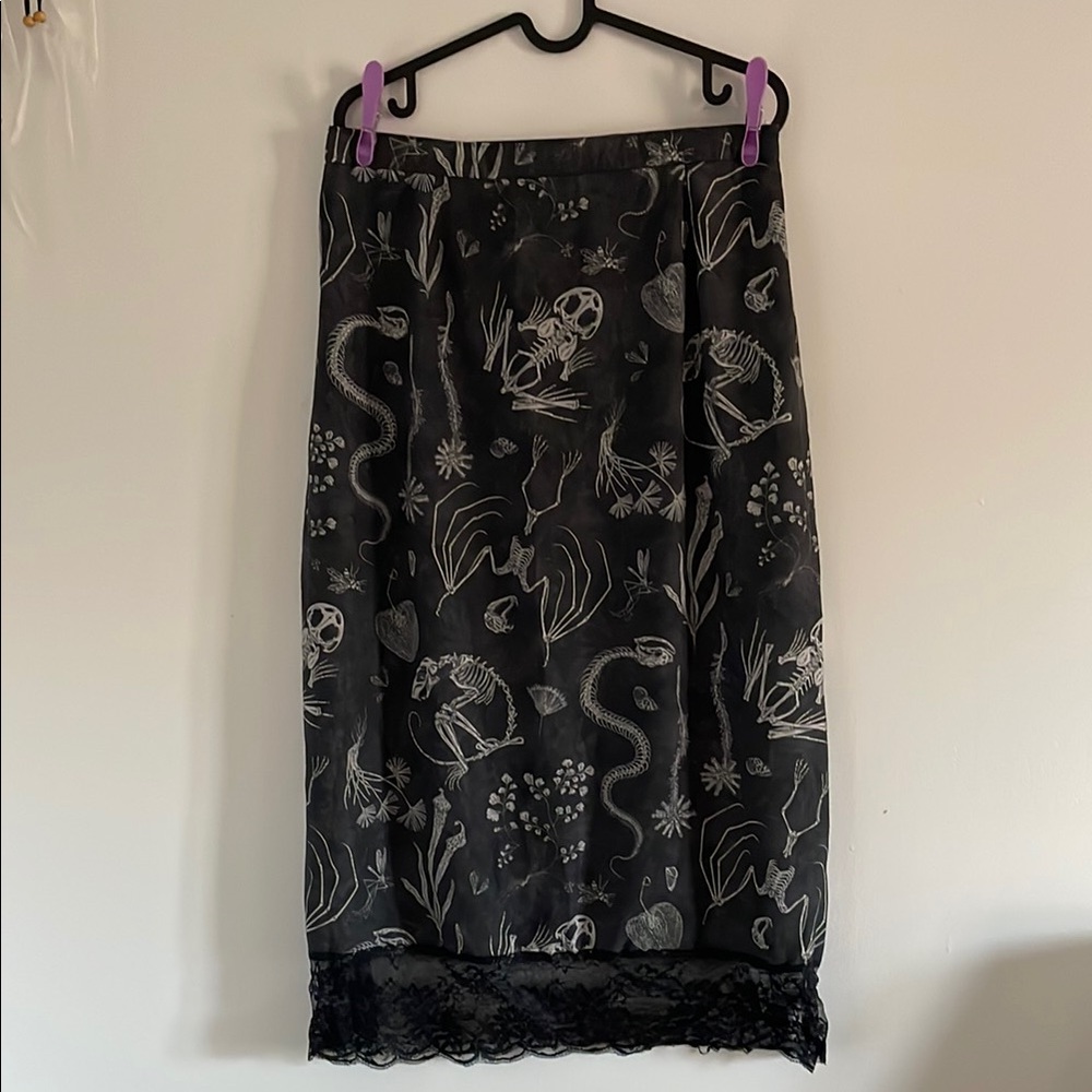 Black Skeleton Print Skirt